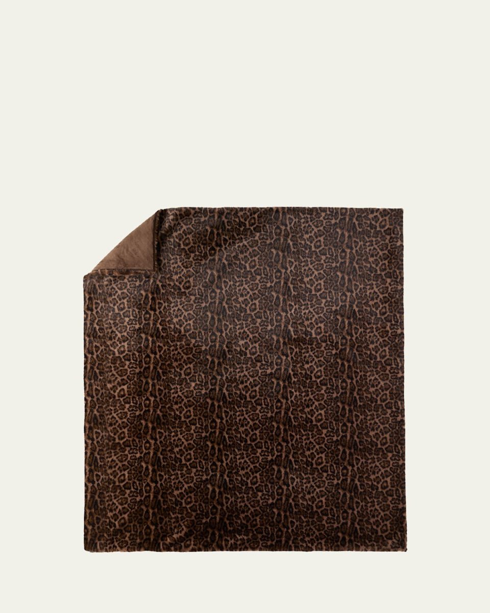 Leopard-Print Faux Mink Throw, 60" x 72"